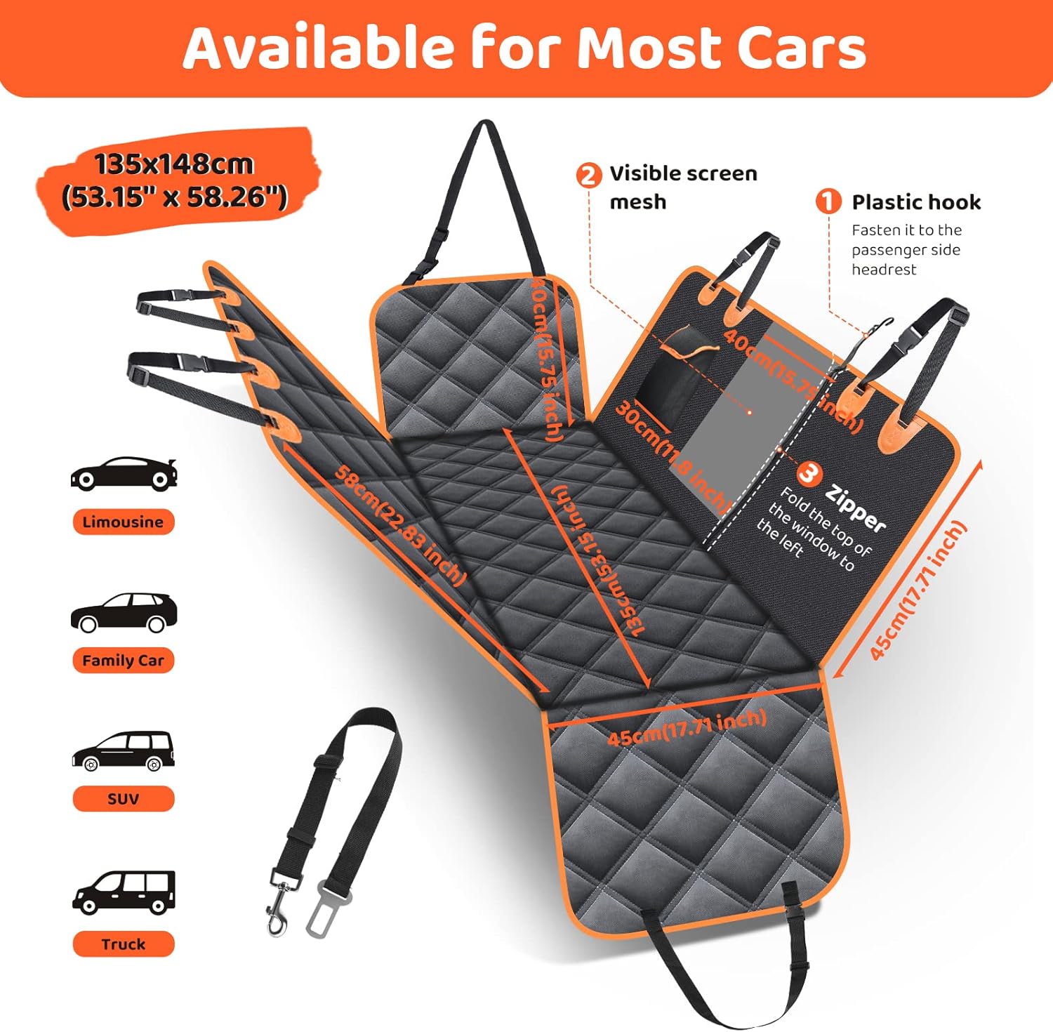 Car Rear Seat Sling Cover