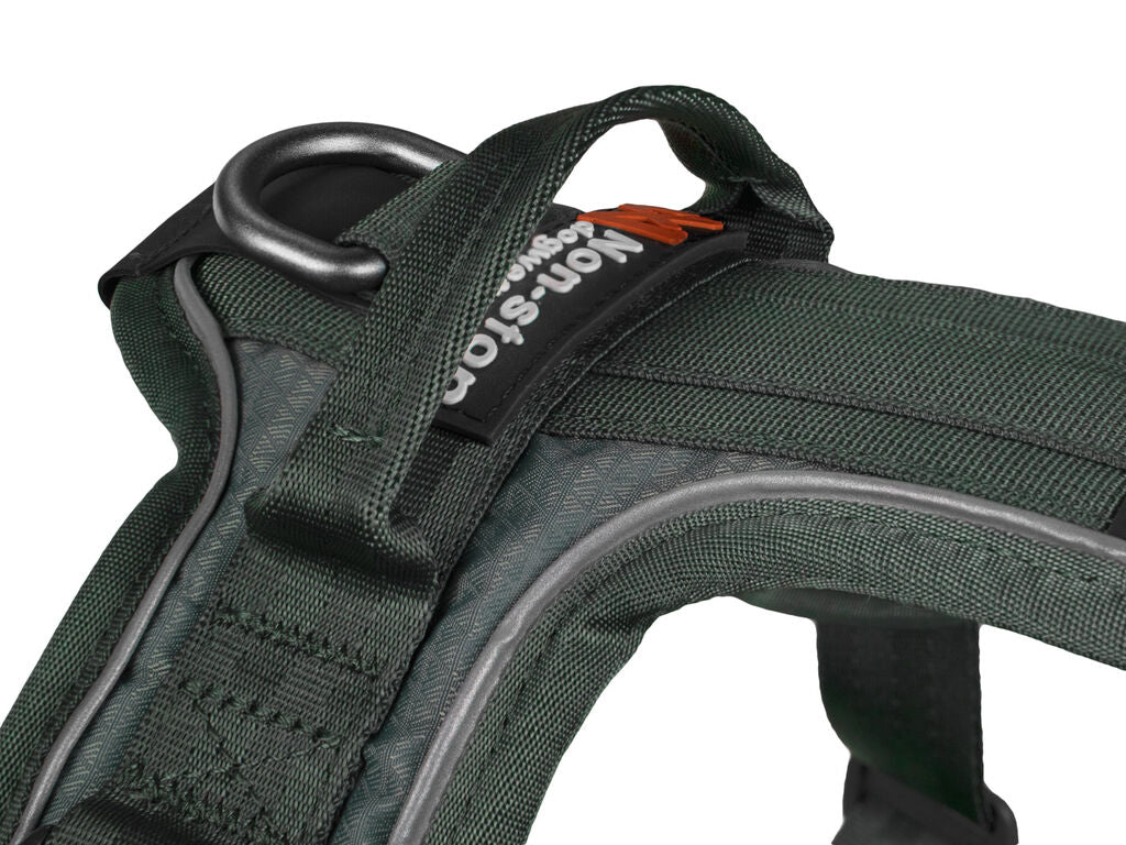 This dog harness has a handle on the back